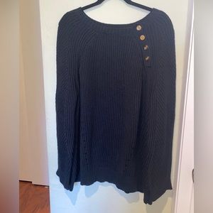 Lauren Ralph Lauren Black Cotton knit Sweater w/ Gold accent Buttons SZ 3X